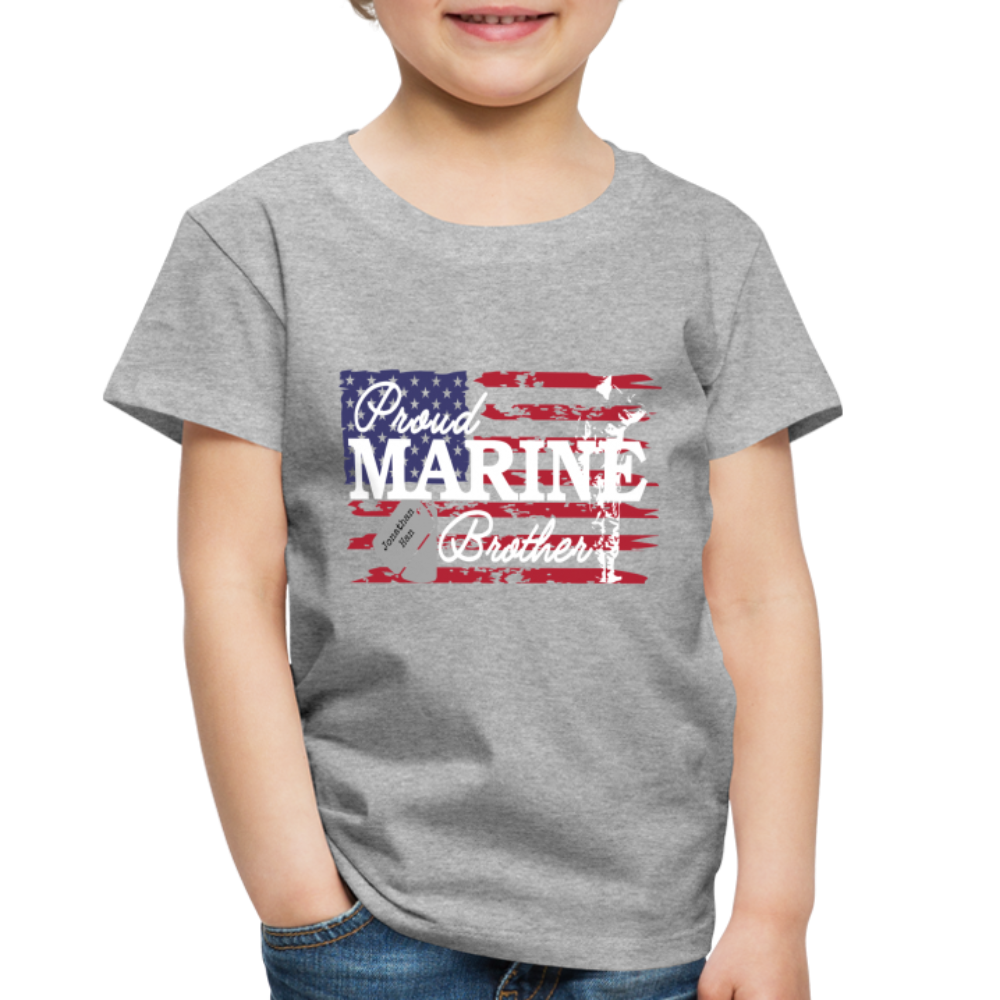 Proud Marine Brother Toddler Premium T-Shirt - heather gray