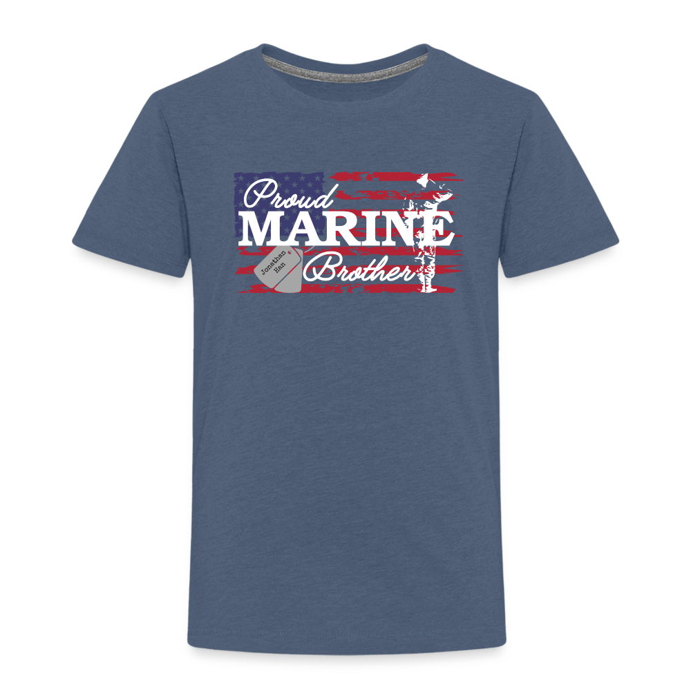 Proud Marine Brother Toddler Premium T-Shirt - heather blue