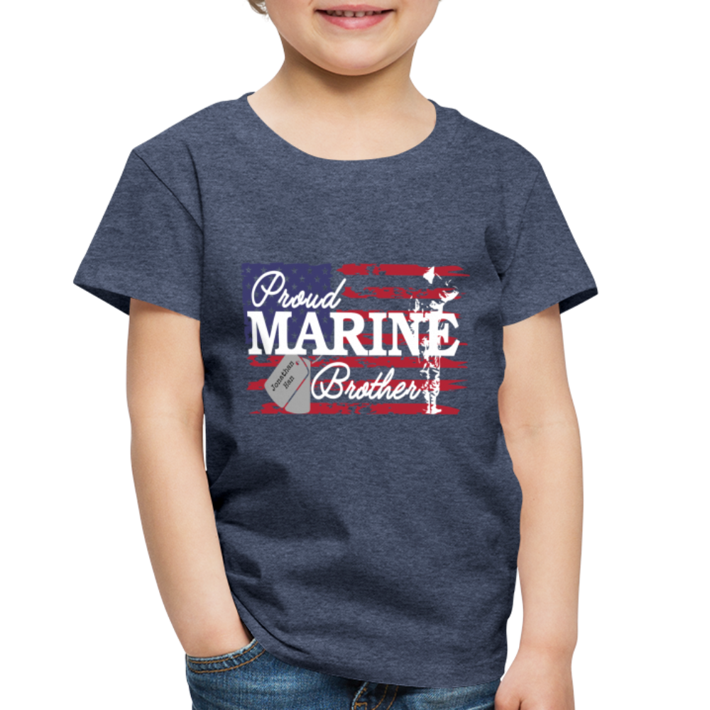 Proud Marine Brother Toddler Premium T-Shirt - heather blue