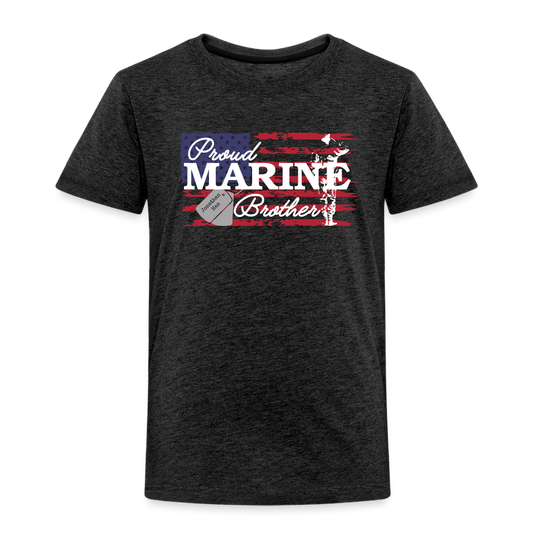 Proud Marine Brother Toddler Premium T-Shirt - charcoal grey