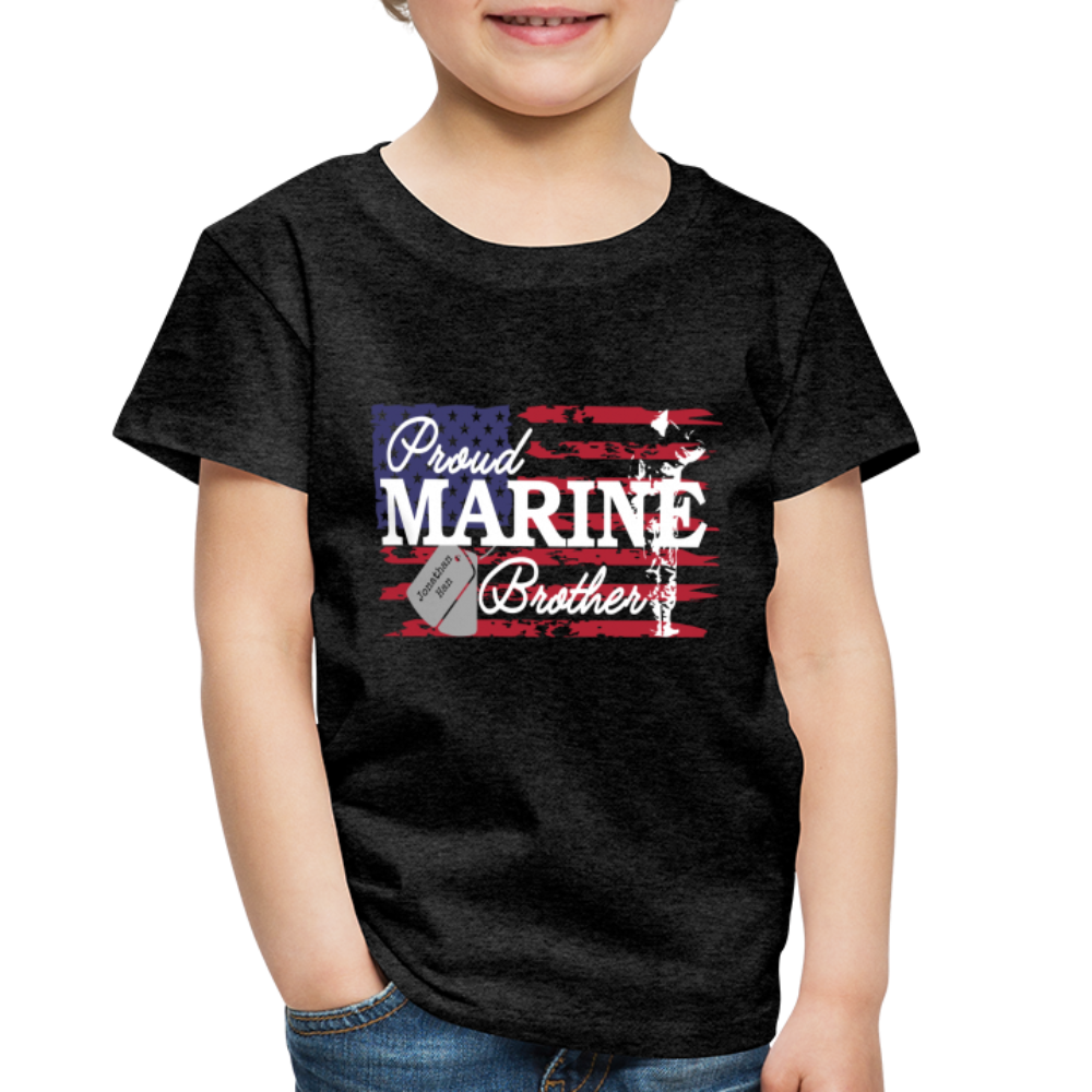 Proud Marine Brother Toddler Premium T-Shirt - charcoal grey