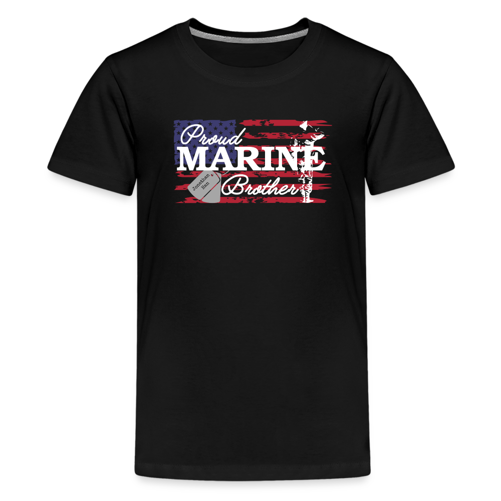 Proud Marine Brother Kids Premium T-Shirt - black