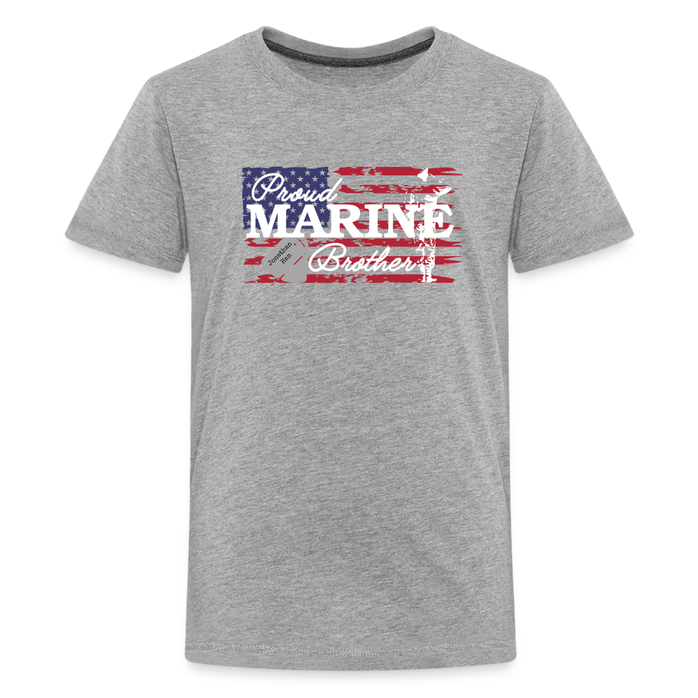 Proud Marine Brother Kids Premium T-Shirt - heather gray