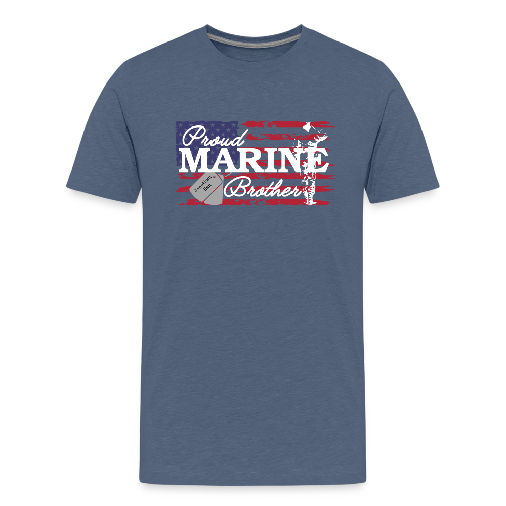 Proud Marine Brother Kids Premium T-Shirt - heather blue