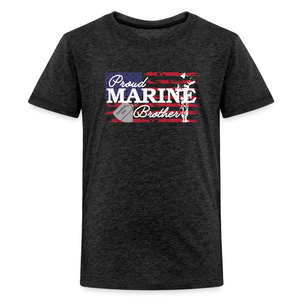 Proud Marine Brother Kids Premium T-Shirt - charcoal grey