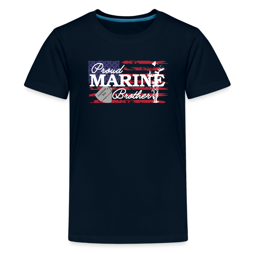 Proud Marine Brother Kids Premium T-Shirt - deep navy